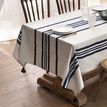 Load image into Gallery viewer, Classic Chain Print 100% Cotton Tablecloth with Tassel 55" W x 55" L [Online Only]
