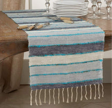Load image into Gallery viewer, Woven Chindi Striped Fringe 100% Cotton Table Runner 16 x 72 Inch [Online Only]

