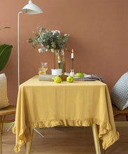 Load image into Gallery viewer, French Ruffled Border Cotton Woven Tablecloth [Online Only]
