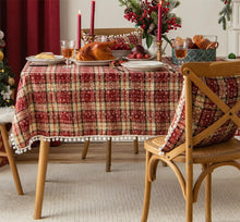 Load image into Gallery viewer, Classic Plaid Snowflake Holiday Tablecloth [Online Only]
