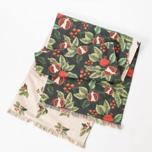 Load image into Gallery viewer, Pomegranate &amp; Holly Reversible Table Runner
