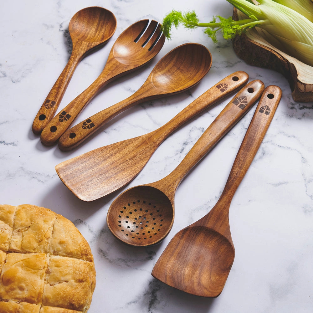 Teak Wood Utensils (6 Styles)