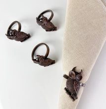 Load image into Gallery viewer, Perched Owl Metal Napkin Rings, Set of 4 [Online Only]
