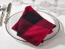 Load image into Gallery viewer, Holiday Black Buffalo Check Plaid Cotton Cloth Napkins 20"x20", Set of 4 (2 Colors) [Online Only]
