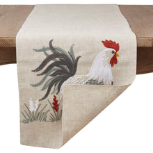 Load image into Gallery viewer, Farmhouse Country Rooster Embroidered Linen Blend Table Runner 16 x 70 Inch [Online Only]

