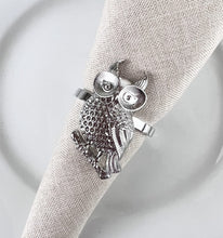 Load image into Gallery viewer, Perched Owl Metal Napkin Rings, Set of 4 [Online Only]
