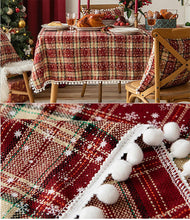 Load image into Gallery viewer, Classic Plaid Snowflake Holiday Tablecloth [Online Only]
