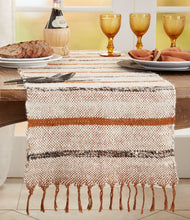Load image into Gallery viewer, Woven Striped Fringe Cotton Table Runner 16" W x 72" L [Online Only]
