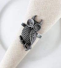 Load image into Gallery viewer, Perched Owl Metal Napkin Rings, Set of 4 [Online Only]
