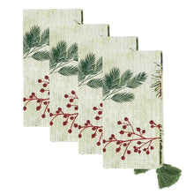 Load image into Gallery viewer, Pine Needle &amp; Red Berry Cotton Christmas Placemats &amp; Table Runner with Tassel 16"W x 72"L [Online Only]
