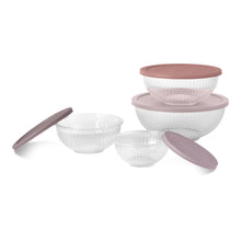 Load image into Gallery viewer, Glass Mixing Bowl 8-Piece Set w/Blush Lids

