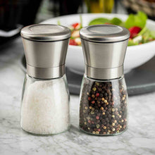 Load image into Gallery viewer, 6 oz Glass Salt &amp; Pepper Grinding Mill, Set of 2
