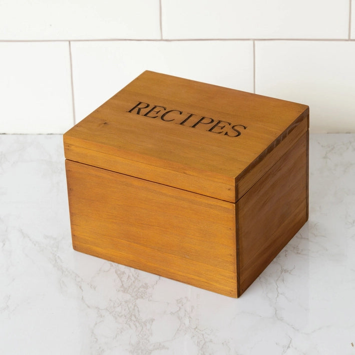 Wood Recipe Box w/ Cards