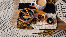 Load image into Gallery viewer, Black, Cream and Ochre Table Runner
