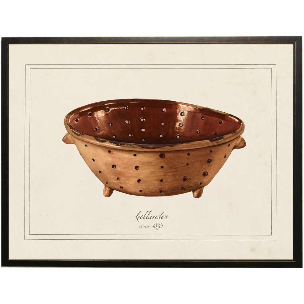 Watercolor Copper Colander Painting Custom Framed Art