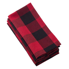 Load image into Gallery viewer, Holiday Black Buffalo Check Plaid Cotton Cloth Napkins 20"x20", Set of 4 (2 Colors) [Online Only]
