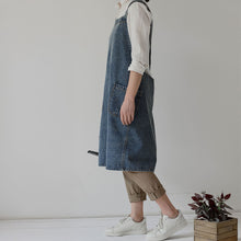 Load image into Gallery viewer, Cotton Canvas Washed Denim Apron with Pockets
