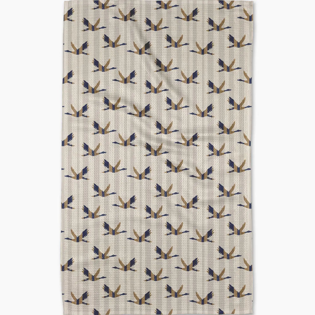 Geometry Striped Nautical Birds Tea Towel