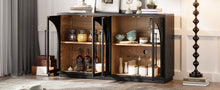 Load image into Gallery viewer, 4-Door Large Storage Sideboard Buffet Cabinet with Glass Doors Arched Cabinet (Black) [Online Only]

