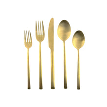 Load image into Gallery viewer, Ellsworth Matte Gold Stainless Steel 5 Piece Cutlery Set - Service for 1 [Online Only]
