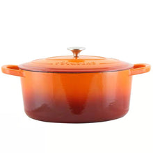 Load image into Gallery viewer, 7-Quart Enameled Orange Sunburst Cast Iron Dutch Oven with Lid [Online Only]
