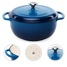 Load image into Gallery viewer, 6 Quart Large Blue Enamel Cast-Iron Dutch Oven Kitchen Cookware [Online Only]
