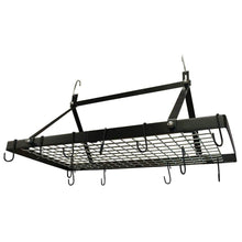 Load image into Gallery viewer, Black Metal Rectangular Pot Rack with 12 Hanging Hooks - Holds up to 40 lbs. [Online Only]
