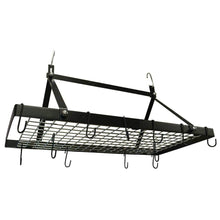 Load image into Gallery viewer, Black Metal Rectangular Pot Rack with 12 Hanging Hooks - Holds up to 40 lbs. [Online Only]
