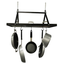 Load image into Gallery viewer, Black Metal Rectangular Pot Rack with 12 Hanging Hooks - Holds up to 40 lbs. [Online Only]
