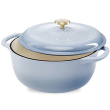 Load image into Gallery viewer, 6 Quart Large Baby Blue Enamel Cast-Iron Dutch Oven Kitchen Cookware [Online Only]
