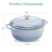 Load image into Gallery viewer, 6 Quart Large Baby Blue Enamel Cast-Iron Dutch Oven Kitchen Cookware [Online Only]
