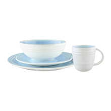 Load image into Gallery viewer, Lines Blue Stoneware 4 Piece Dinnerware Set, Service For 1 [Online Only]
