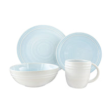 Load image into Gallery viewer, Lines Blue Stoneware 4 Piece Dinnerware Set, Service For 1 [Online Only]
