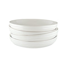 Load image into Gallery viewer, Lines White Stoneware Pasta Bowl, Set of 4 [Online Only]
