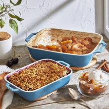 Load image into Gallery viewer, Set of 2 - Ceramic Stoneware Baking Dish Set in Blue Green Turquoise Ivory [Online Only]
