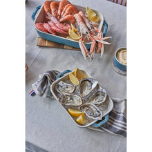 Load image into Gallery viewer, Set of 2 - Ceramic Stoneware Baking Dish Set in Blue Green Turquoise Ivory [Online Only]
