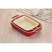 Load image into Gallery viewer, 2 Piece Ceramic Stoneware Baking Dish Set in Cherry Red / Ivory [Online Only]
