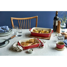 Load image into Gallery viewer, 2 Piece Ceramic Stoneware Baking Dish Set in Cherry Red / Ivory [Online Only]
