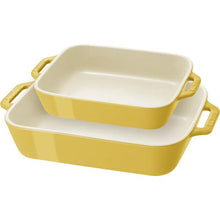Load image into Gallery viewer, 2 Piece Ceramic Stoneware Bakeware Casserole Baking Dish Set in Yellow / Ivory [Online Only]
