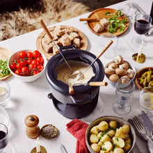 Load image into Gallery viewer, Alva Cast Enamel Fondue Set Black—8-Piece, 2 QT [Online Only]
