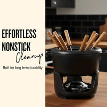 Load image into Gallery viewer, Alva Cast Enamel Fondue Set Black—8-Piece, 2 QT [Online Only]
