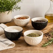 Load image into Gallery viewer, Mason Cash Color Mix Black &amp; Cream Mini Prep Bowls Set of 4
