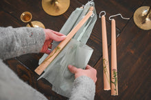 Load image into Gallery viewer, Floral Inlaid Tapered Candle in Cream Set of 3 [Online Only]
