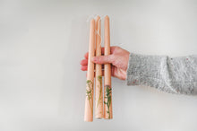 Load image into Gallery viewer, Floral Inlaid Tapered Candle in Cream Set of 3 [Online Only]
