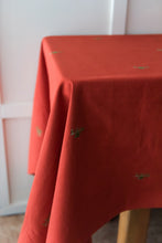 Load image into Gallery viewer, Rust Red and Green Fleur Tablecloth [Online Only]
