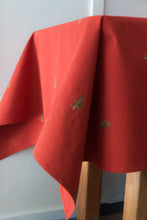 Load image into Gallery viewer, Rust Red and Green Fleur Tablecloth [Online Only]
