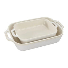 Load image into Gallery viewer, 2 Piece Ceramic Stoneware Baking Dish Set in Ivory Cream Beige [Online Only]
