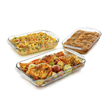 Load image into Gallery viewer, Glass 3-Piece Bakeware Oven Safe Casserole Baking Dish Set - Dishwasher Safe [Online Only]
