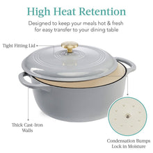 Load image into Gallery viewer, 6 Quart Large Light Grey Enamel Cast-Iron Dutch Oven Kitchen Cookware [Online Only]
