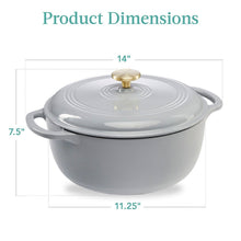 Load image into Gallery viewer, 6 Quart Large Light Grey Enamel Cast-Iron Dutch Oven Kitchen Cookware [Online Only]
